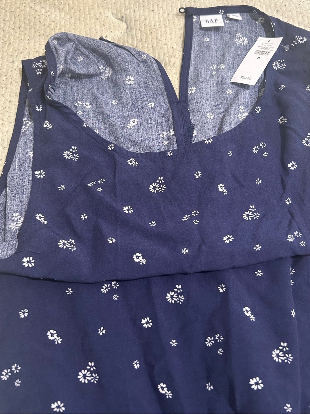 GAP Navy Blue Floral Ruffle Layered Camisole